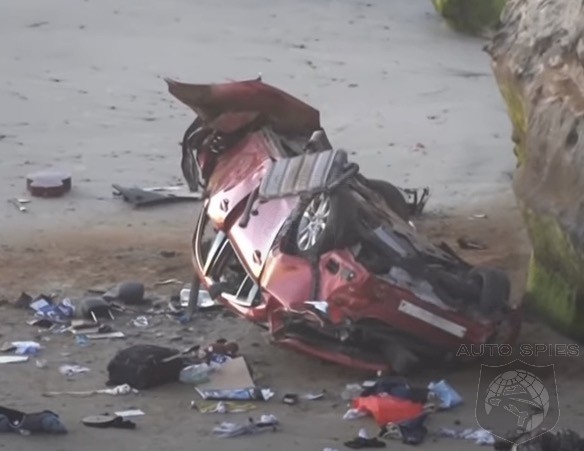 WATCH: Driver Survives After Mazda Plunges Off Cliff During Police Chase In California